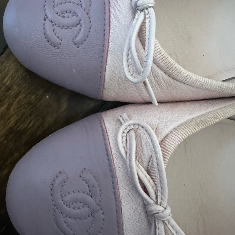 Chanel Cambon Lambskin Leather Ballet Flats Pink Purple read description! 37 6-7 - Picture 7 of 8